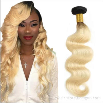 1B 613 Blonde Ombre Color Remy Brazilian  Hair Weave Bundles With Ear to Ear Lace Frontal